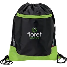 Drawstring Bag 210D with Mesh Side Trim - 14 x 17.75 in