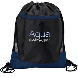 Drawstring Bag 210D with Mesh Side Trim - 14 x 17.75 in - product view 3