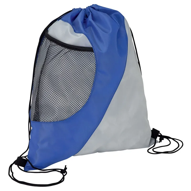 Drawstring Bag 210D with Gusseted Mesh Pocket - 13.25 x 16.25 in - product view 3