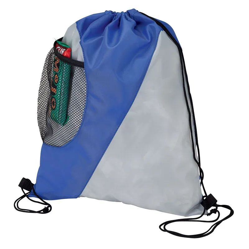Drawstring Bag 210D with Gusseted Mesh Pocket - 13.25 x 16.25 in - product view 4