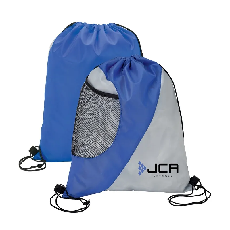 Drawstring Bag 210D with Gusseted Mesh Pocket - 13.25 x 16.25 in - product view 9