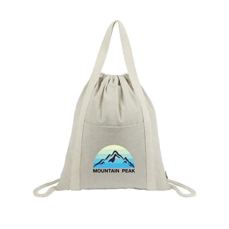 Drawstring Bag Recycled Cotton Two-Tone - 13 3/4 in