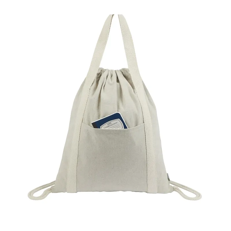 Drawstring Bag Recycled Cotton Two-Tone - 13 3/4 in - product view 3