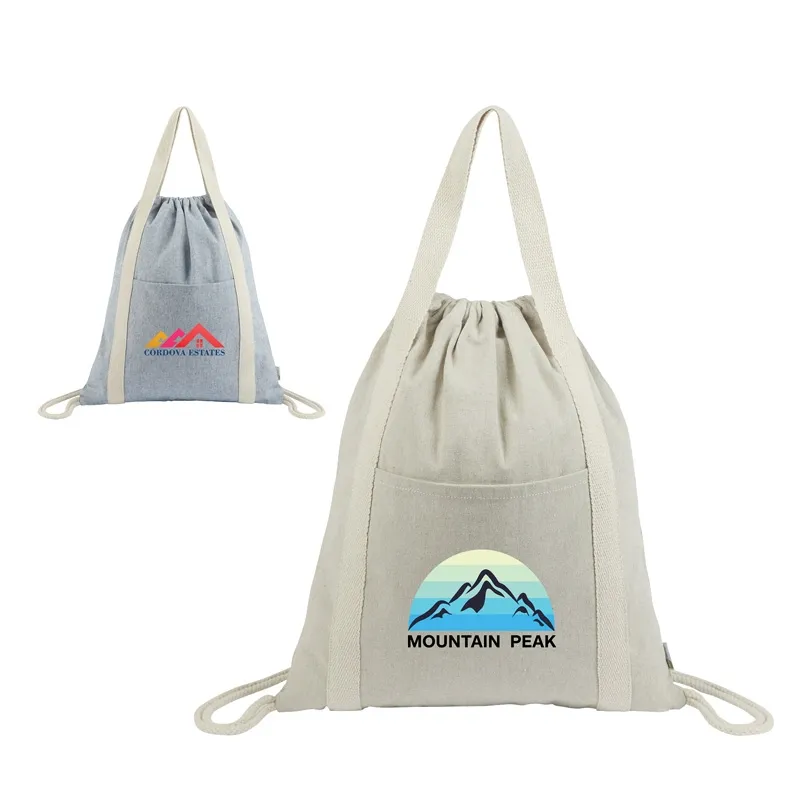 Drawstring Bag Recycled Cotton Two-Tone - 13 3/4 in - product view 5