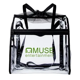 Drawstring Backpack Clear TPU with Mesh Holders - 13 in