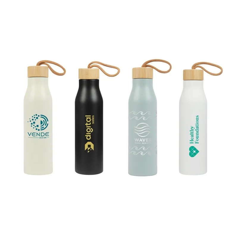 Recycled Stainless Steel Water Bottle with Bamboo Lid - 25 oz - product view 6