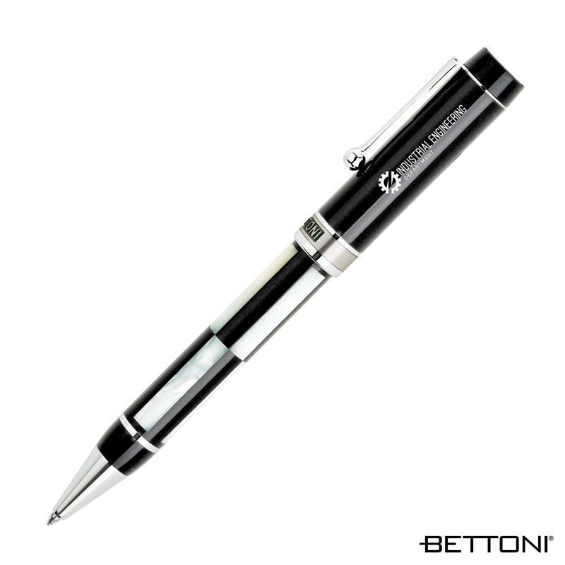 Ballpoint Pen Brass Mother-of-Pearl Onyx Inlay - 5.6 in