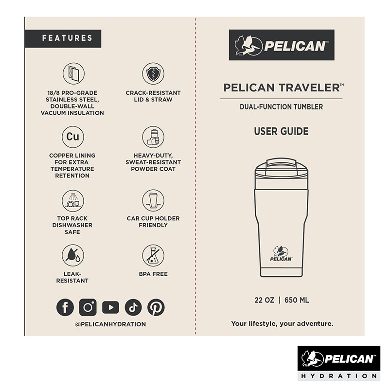 Pelican Traveler Tumbler Double Wall Stainless Steel - 22 oz - product view 9