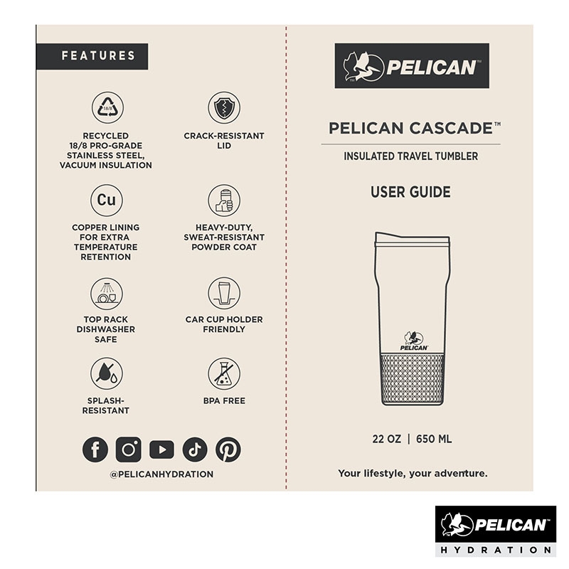 Pelican Cascade Tumbler Recycled Steel Two-Tone Lid - 22 oz - product view 20