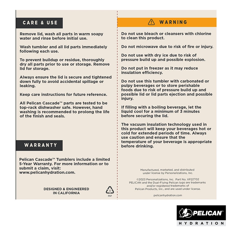 Pelican Cascade Tumbler Recycled Steel Two-Tone Lid - 22 oz - product view 21