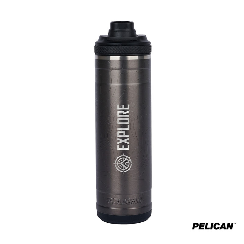 Pelican Pacific Chug Water Bottle Topographical Steel - 26 oz