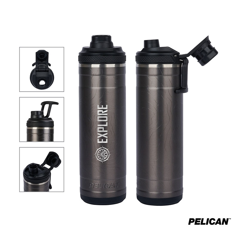 Pelican Pacific Chug Water Bottle Topographical Steel - 26 oz - product view 10