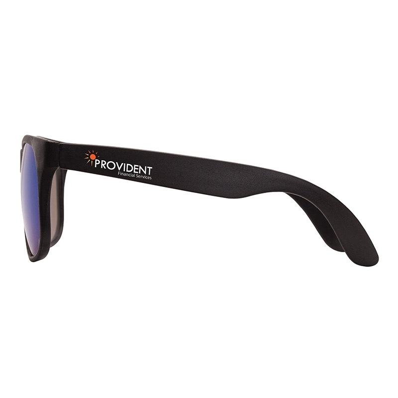 Mirrored Sunglasses Matte Black UV400 - 5 3/4 in