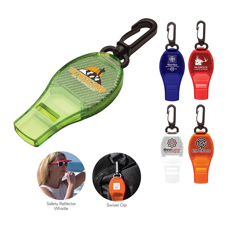 Safety Whistle Reflector Translucent Swivel Clip - product view 3