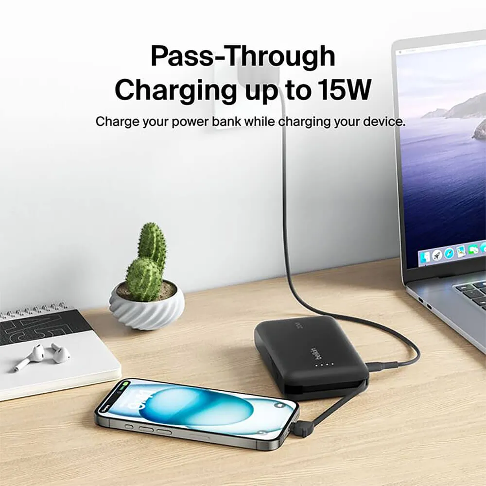 Power Bank with Integrated USB-C Cable Dual Device - 10000mAh - product view 10