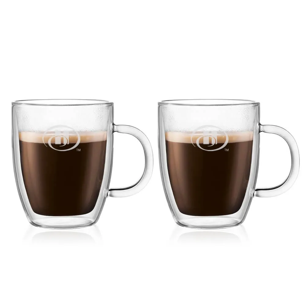Bodum Double Wall Glass Mug Set Mouth-Blown - 10 oz (2 Pack)