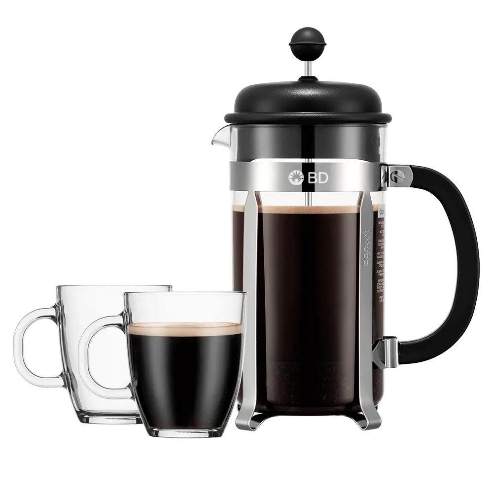 Bodum Caffettiera French Press Set with Glass Mugs - 34 oz