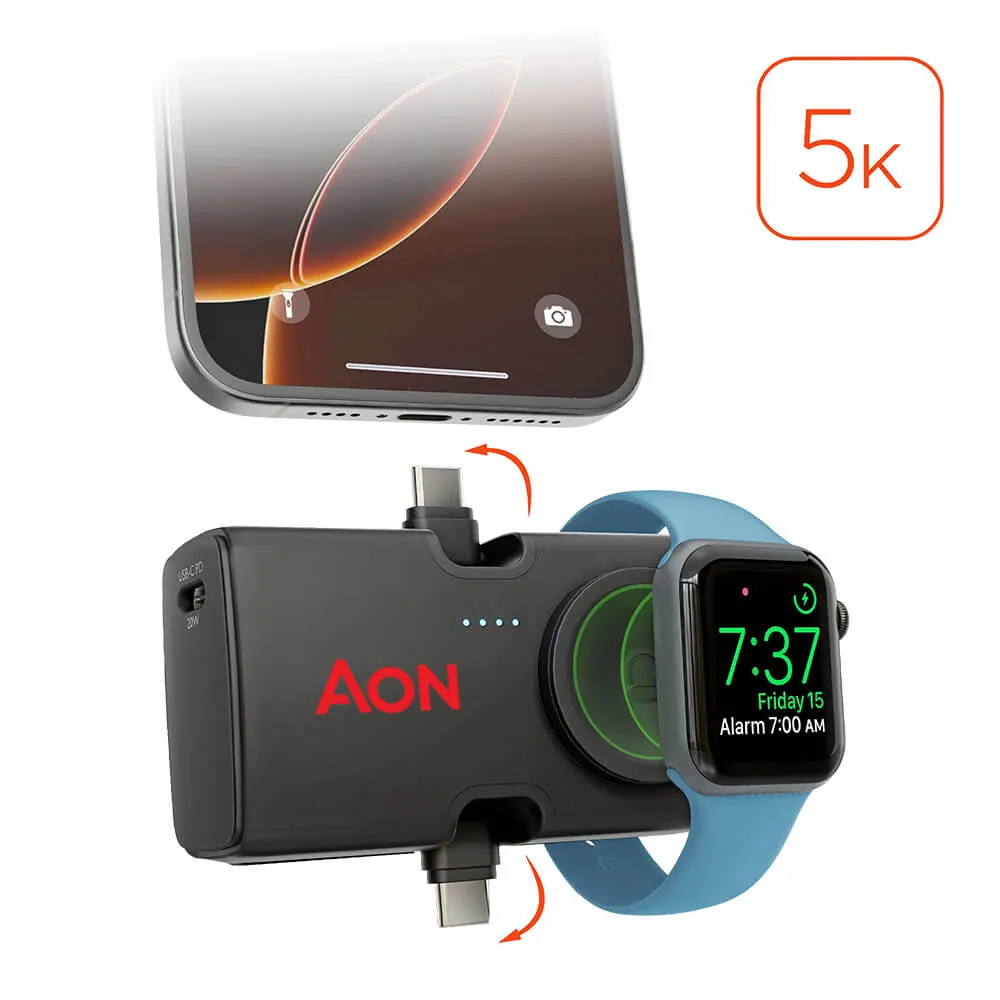 Ultra-Mini Power Bank with Apple Watch Charger - 5000mAh