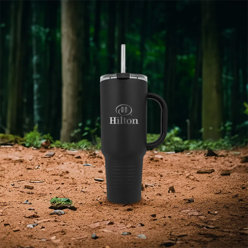 Insulated Tumbler with Handle and Built-In Straw - 40 oz - product view 7