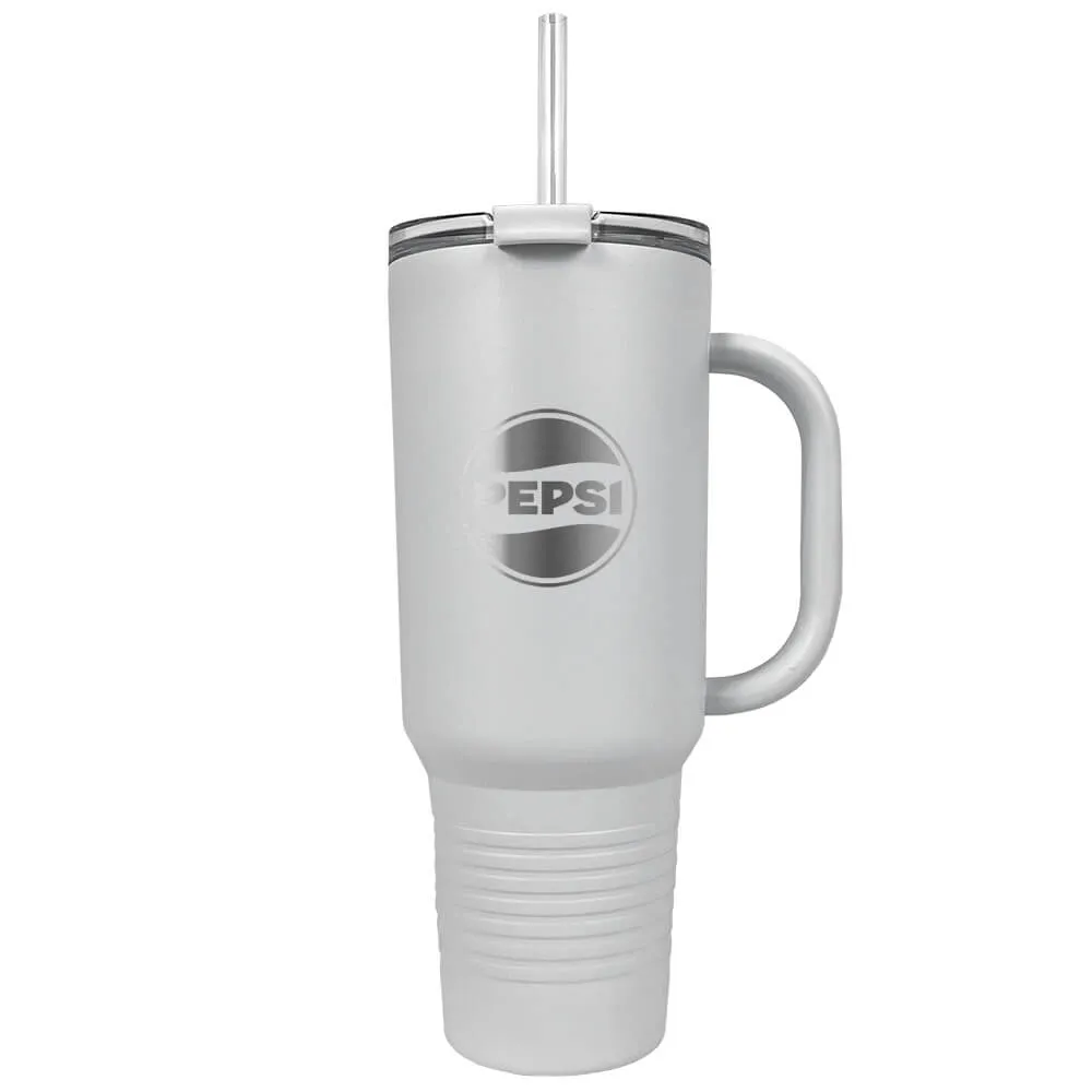 Insulated Tumbler with Handle and Built-In Straw - 40 oz - product view 33