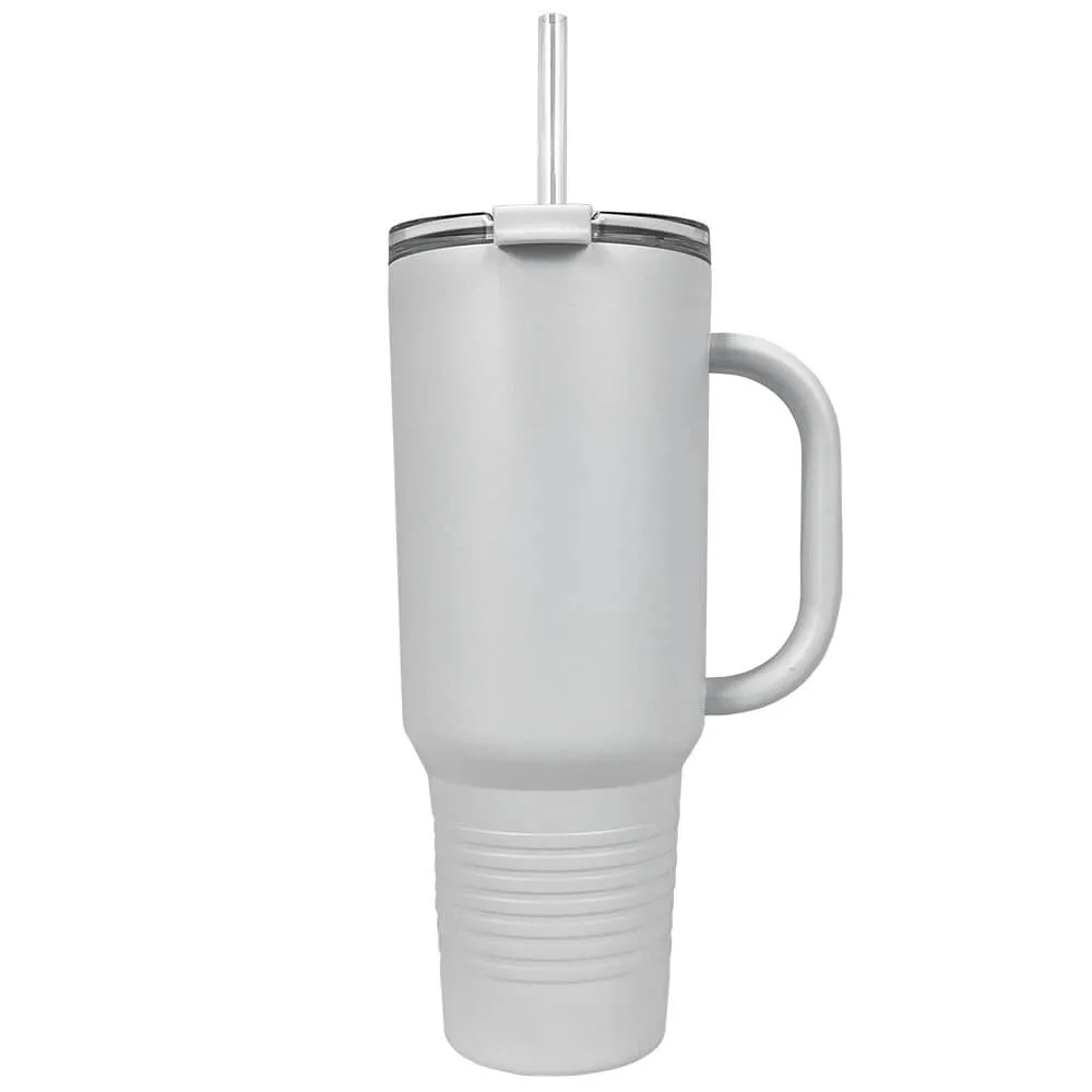 Insulated Tumbler with Handle and Built-In Straw - 40 oz - product view 40