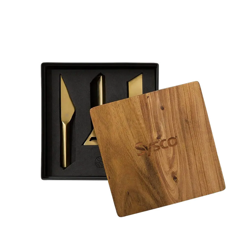 Cheese Knife Set with Acacia Wood Case - 7.94 x 7.94 in