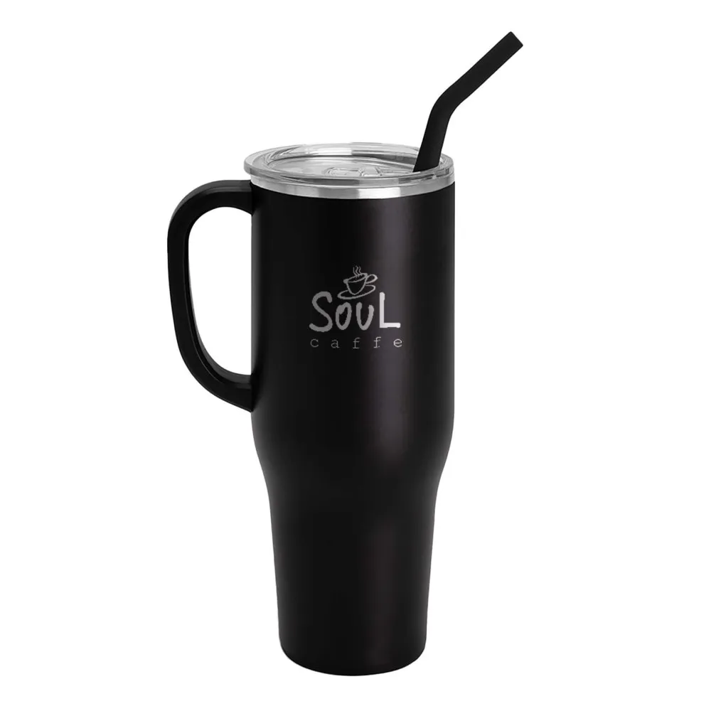 Insulated Tumbler with Handle and Straw - 40 oz - product view 2
