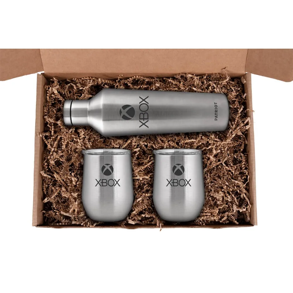 Wine Gift Set Canteen and Stemless Glasses - 16 x 12 in