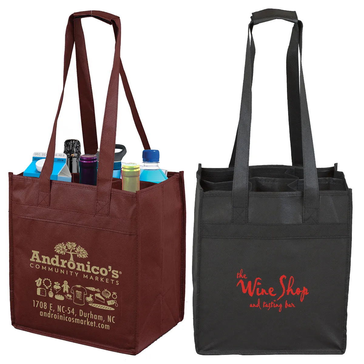 Wine Tote Bag 6 Bottle Non-Woven Dividers - 10 x 11 in