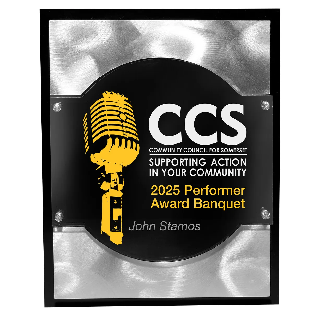 Highlight Acrylic Award Plaque Metal Strips Chrome - 8 x 10 in