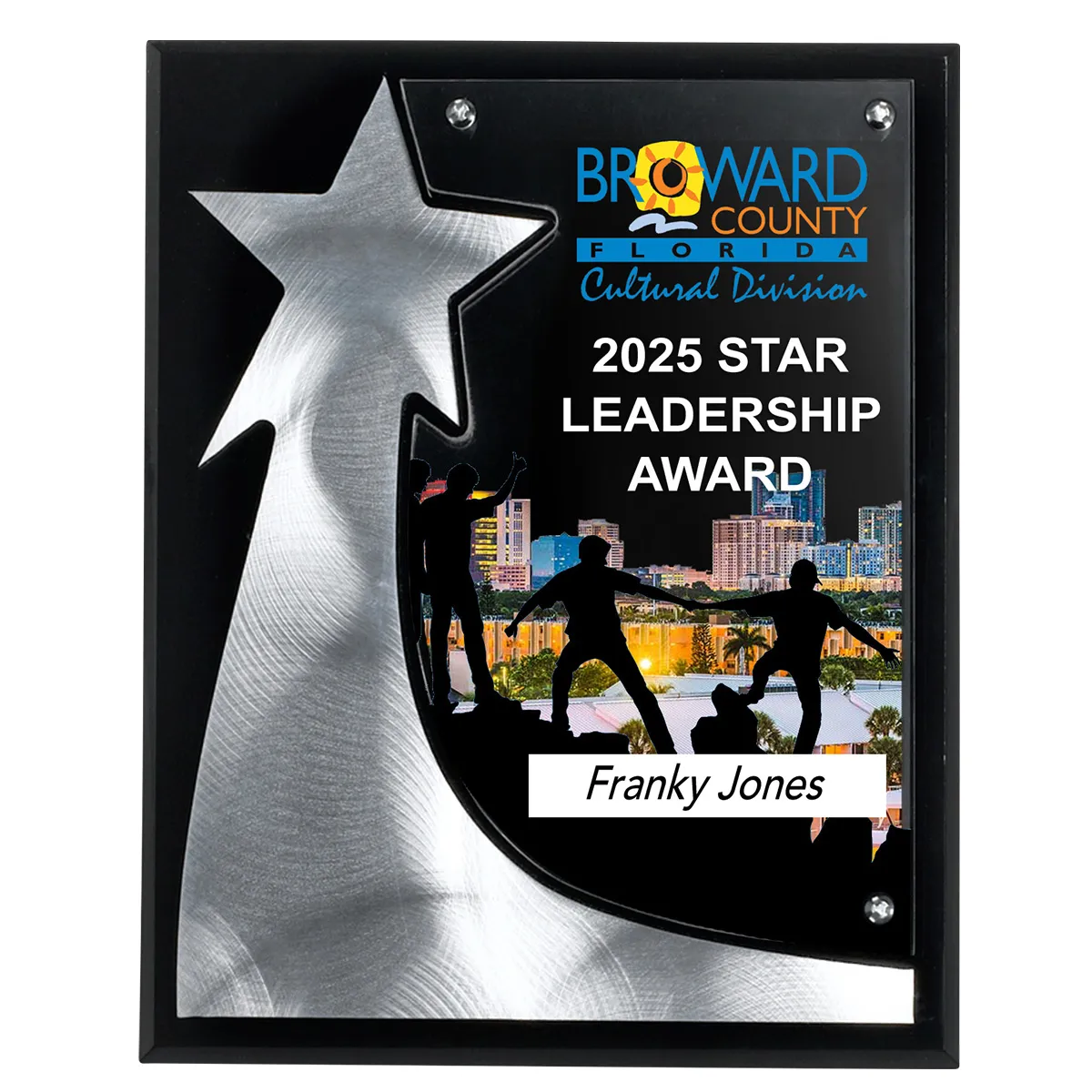 Rising Star Acrylic Award Plaque Metal Accents - 8 x 10 in