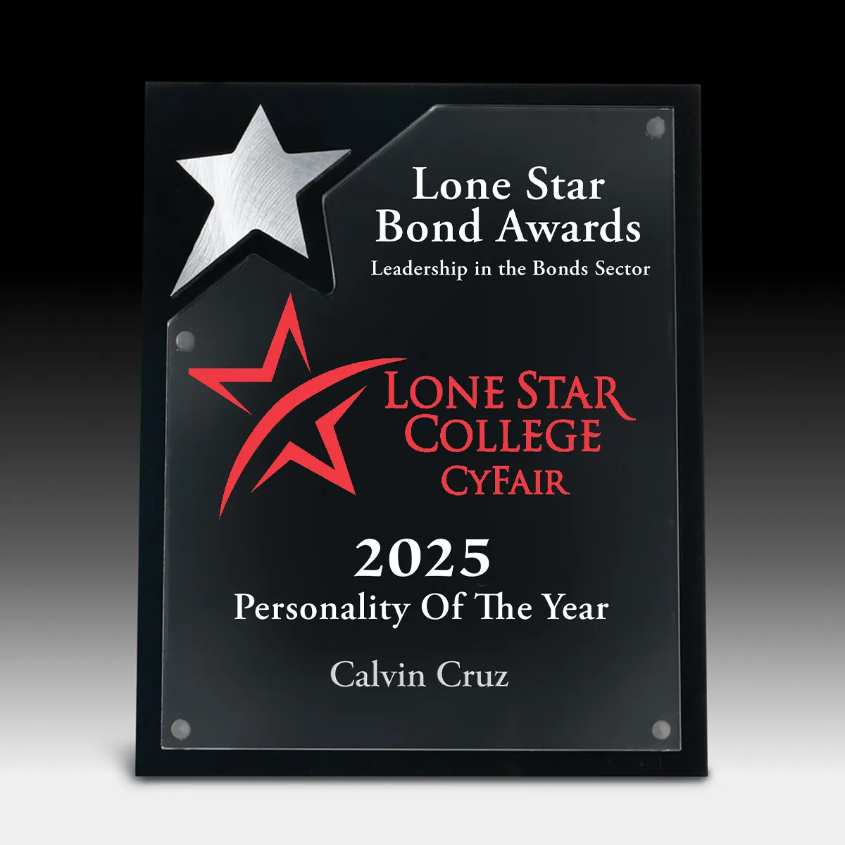 North Star Acrylic Award Plaque Swirled Metal - 8 x 10 in