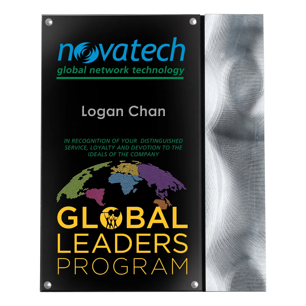 Striped Metal Acrylic Award Plaque Chrome Hardware - 8 x 10 in