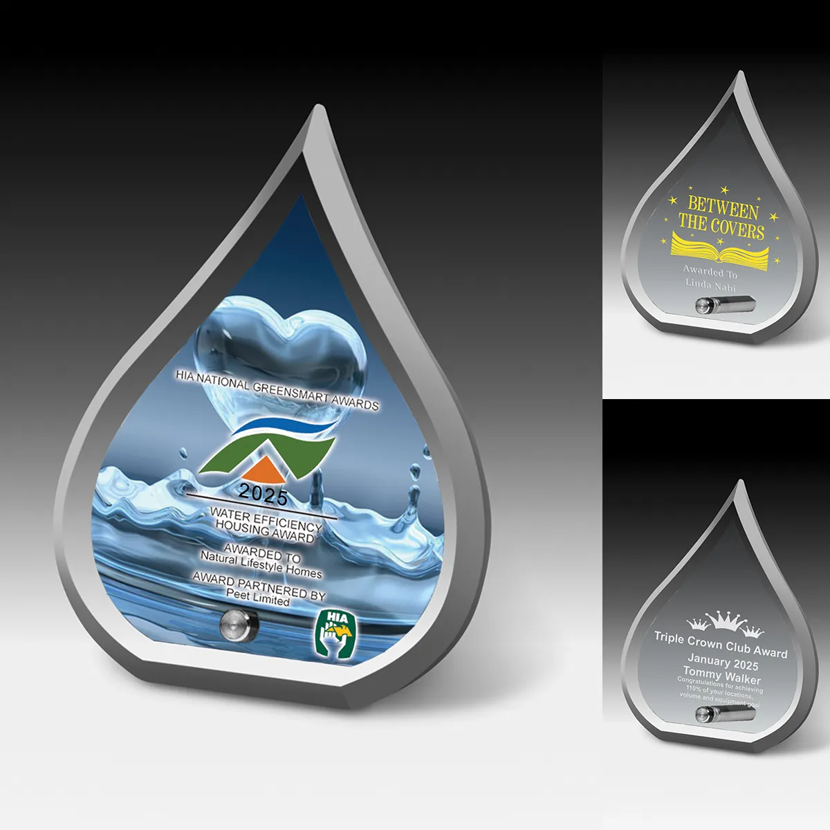 Modern Flame Acrylic Award Chrome Base Designer - 7 x 5 in