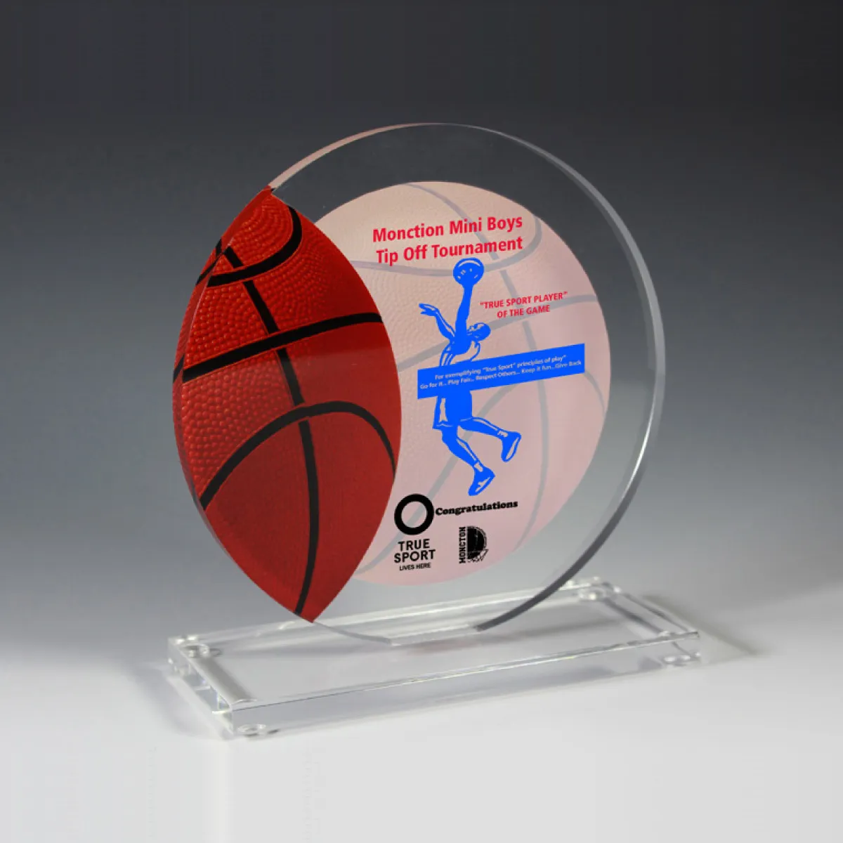 Basketball Achievement Acrylic Award 4 Color Process - 5.75 x 6 in