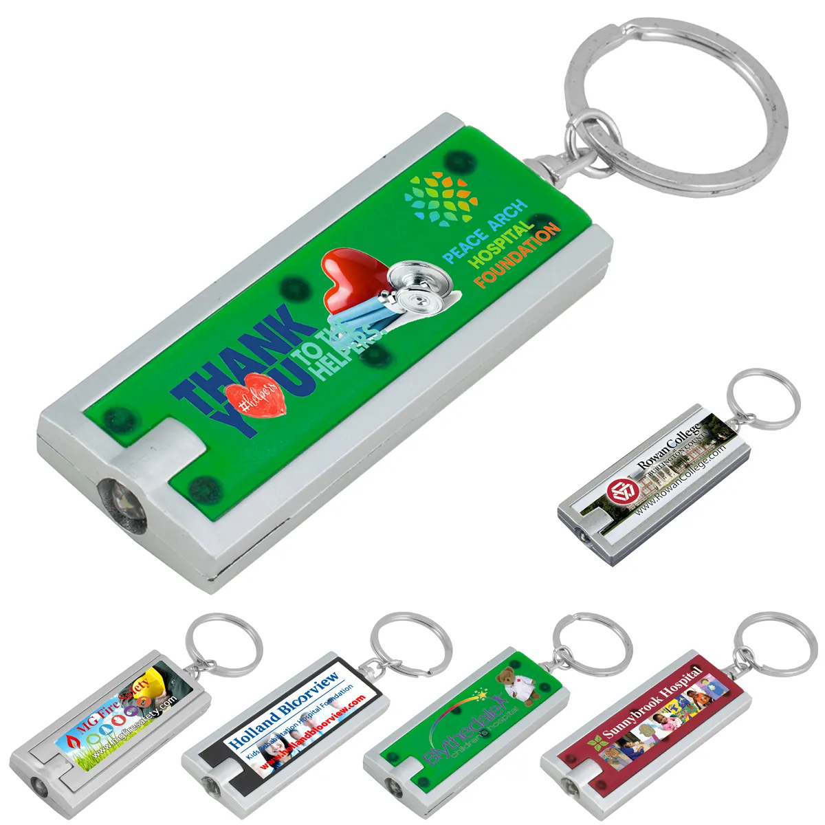 Custom Keychains LED Keylight Full Color ABS Plastic - 2.4 x 1 in