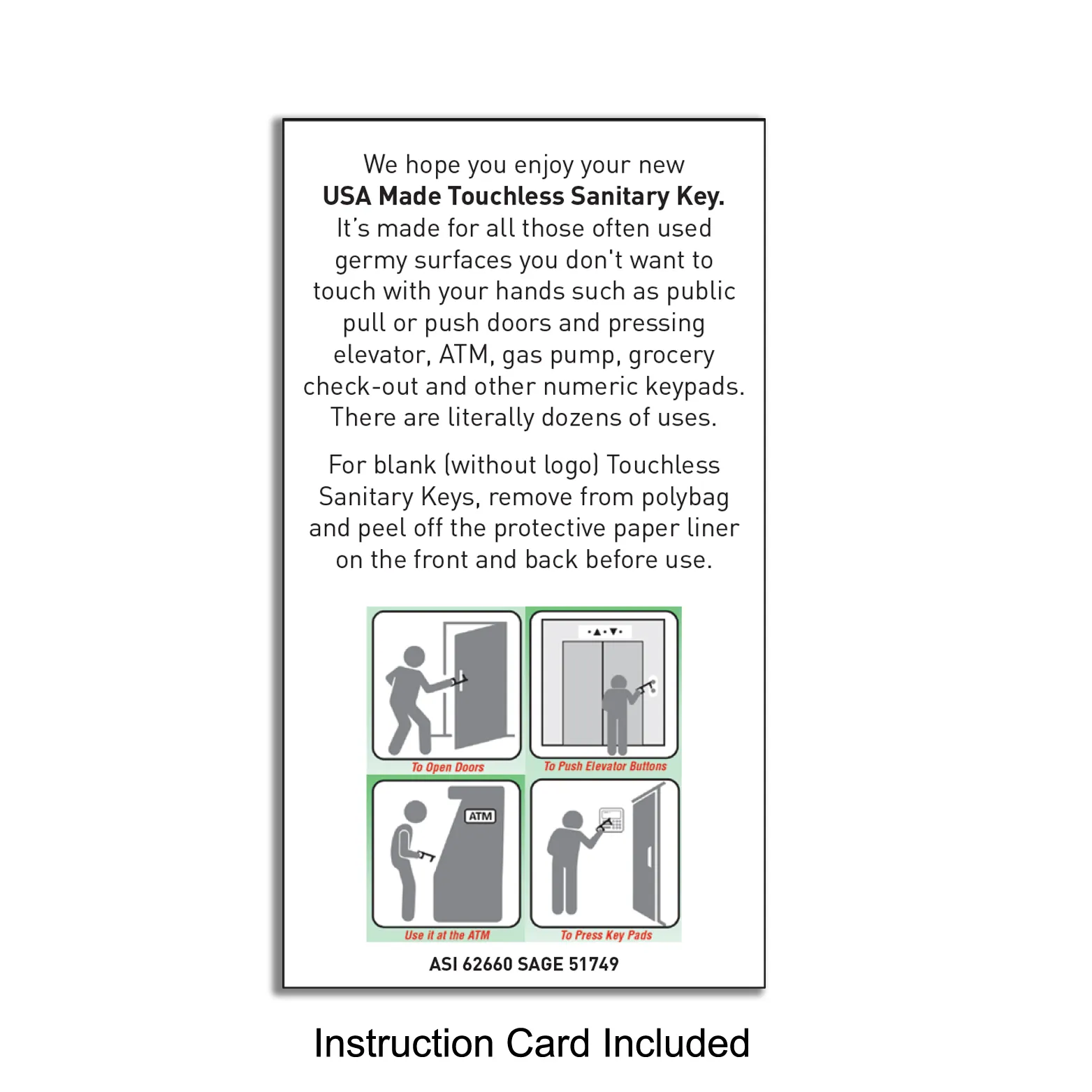 Touchless Sanitary Key Black Acrylic Door Opener - 4 x 1.5 in - product view 2