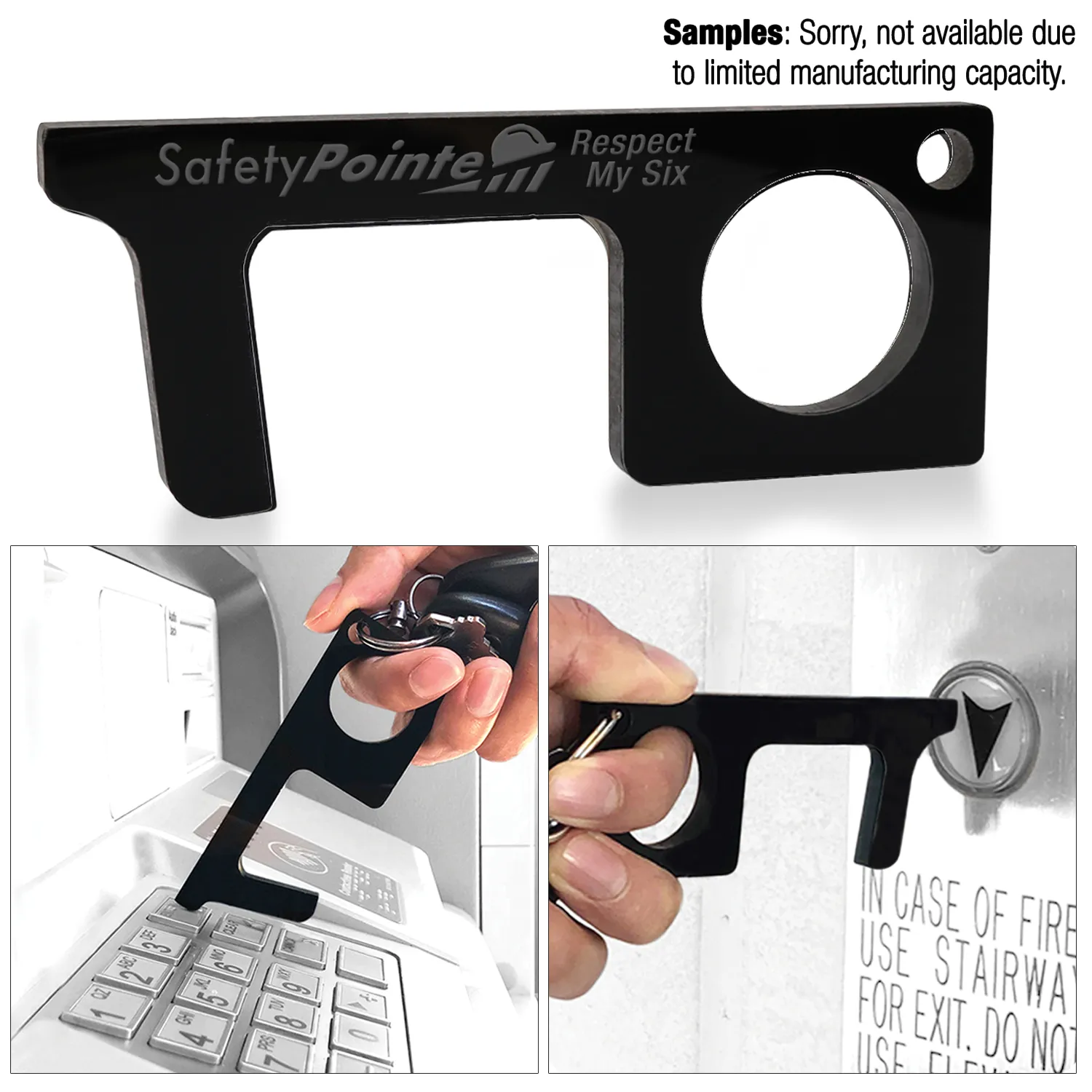 Touchless Sanitary Key Black Acrylic Door Opener - 4 x 1.5 in - product view 16