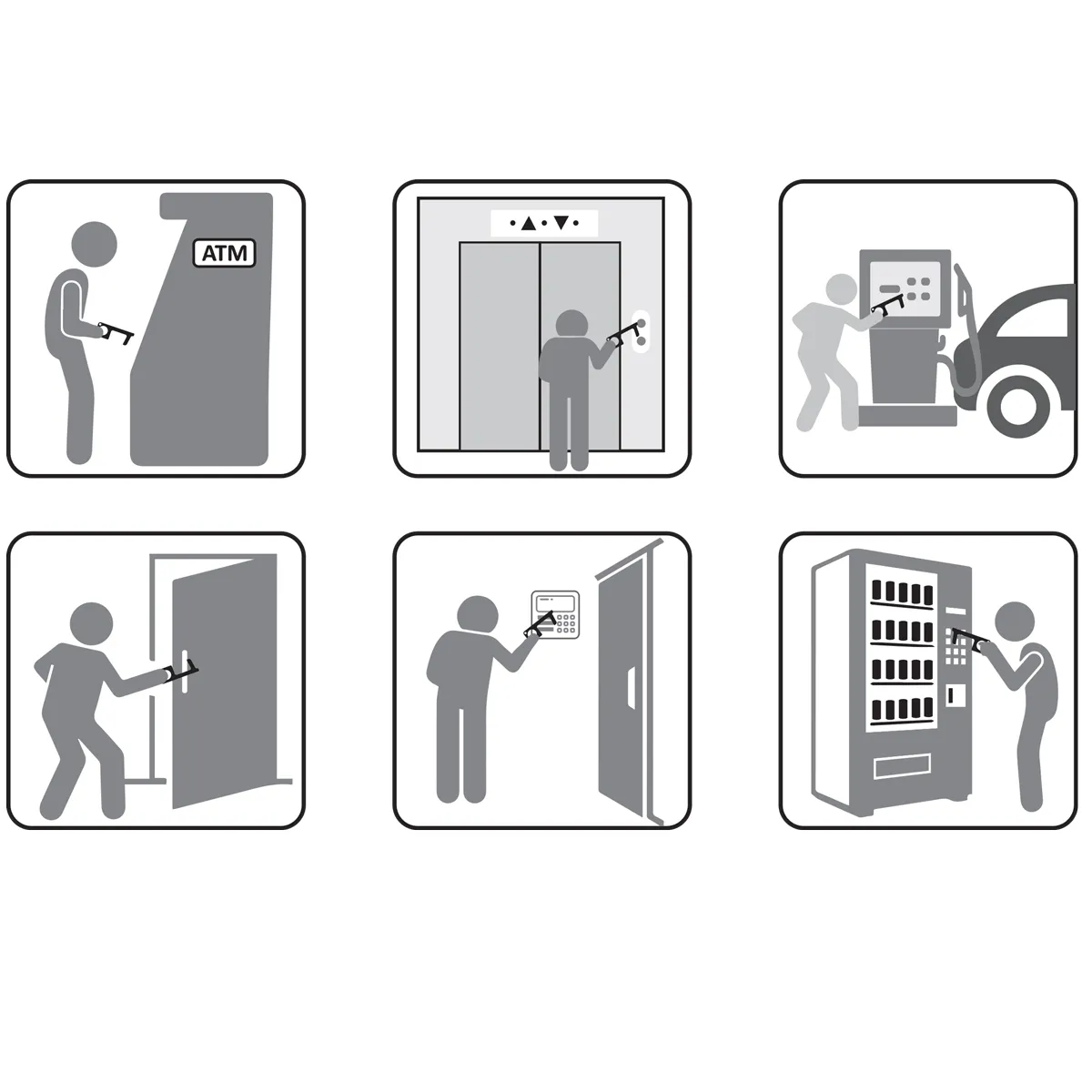 Touchless Sanitary Key Black Acrylic Door Opener - 4 x 1.5 in - product view 22