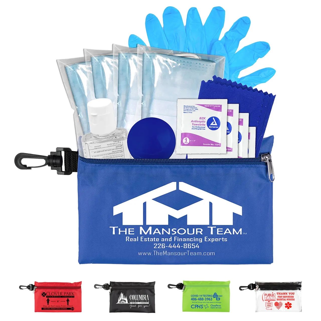 First Aid Safety Kit 12 Piece Carabiner Microfiber - 7.5 x 5 in