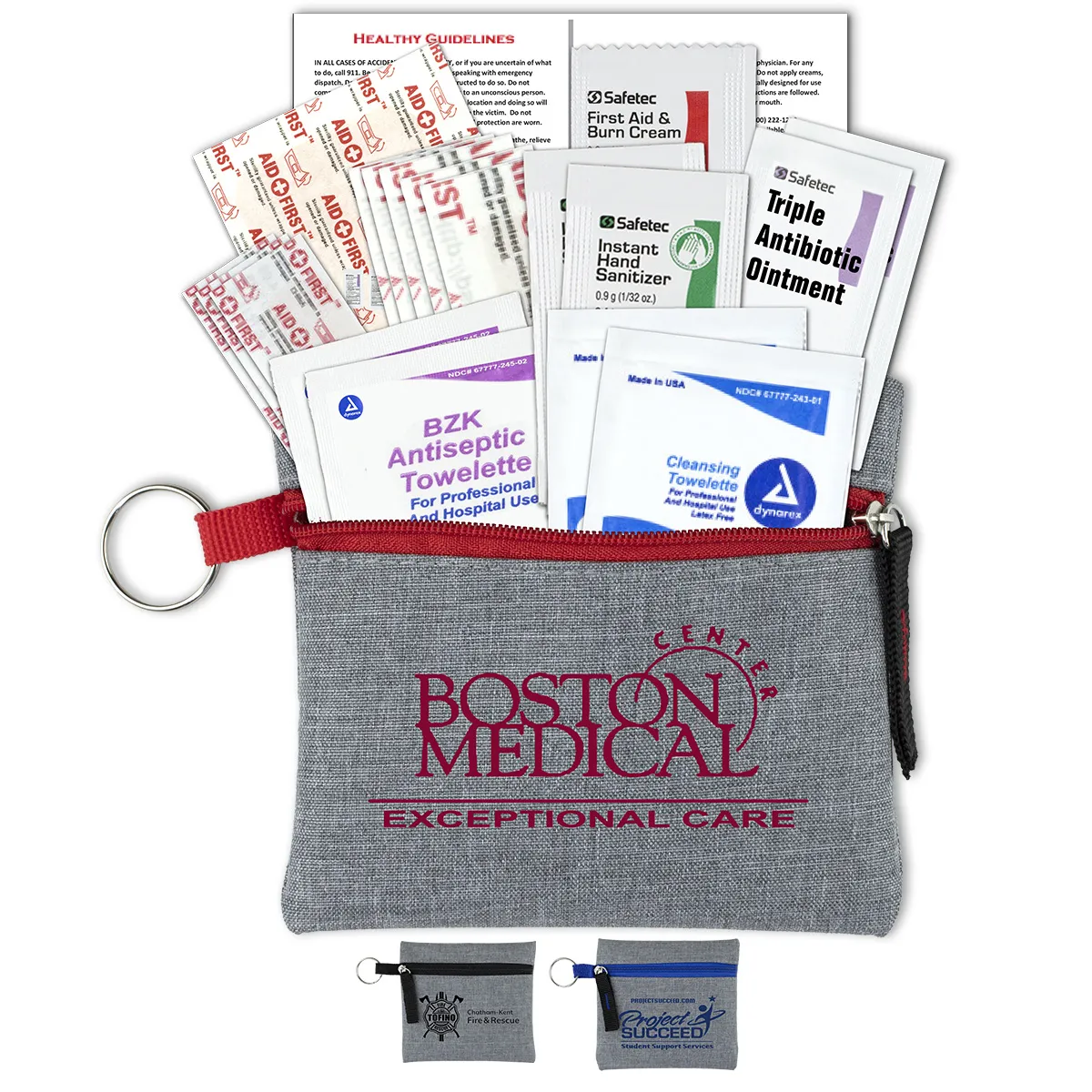 First Aid Kit 18 Piece Heathered Pouch Polyester - 4.5 x 4.5 in