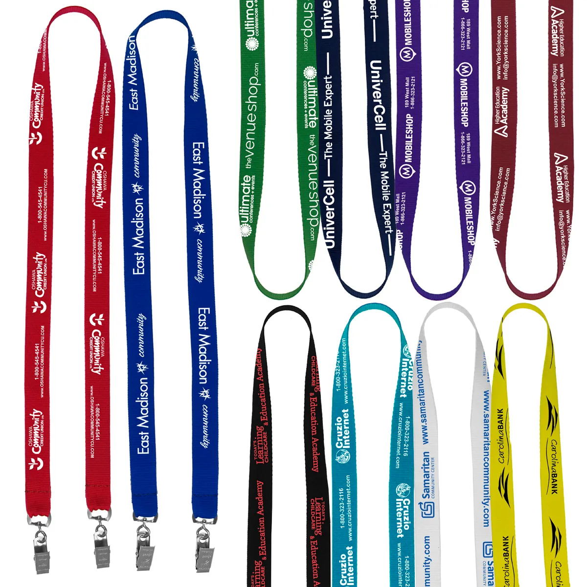 "BELMONT" 3/4” Import Air Ship Width Dual Attachment Silkscreen Polyester Lanyard - product view 1
