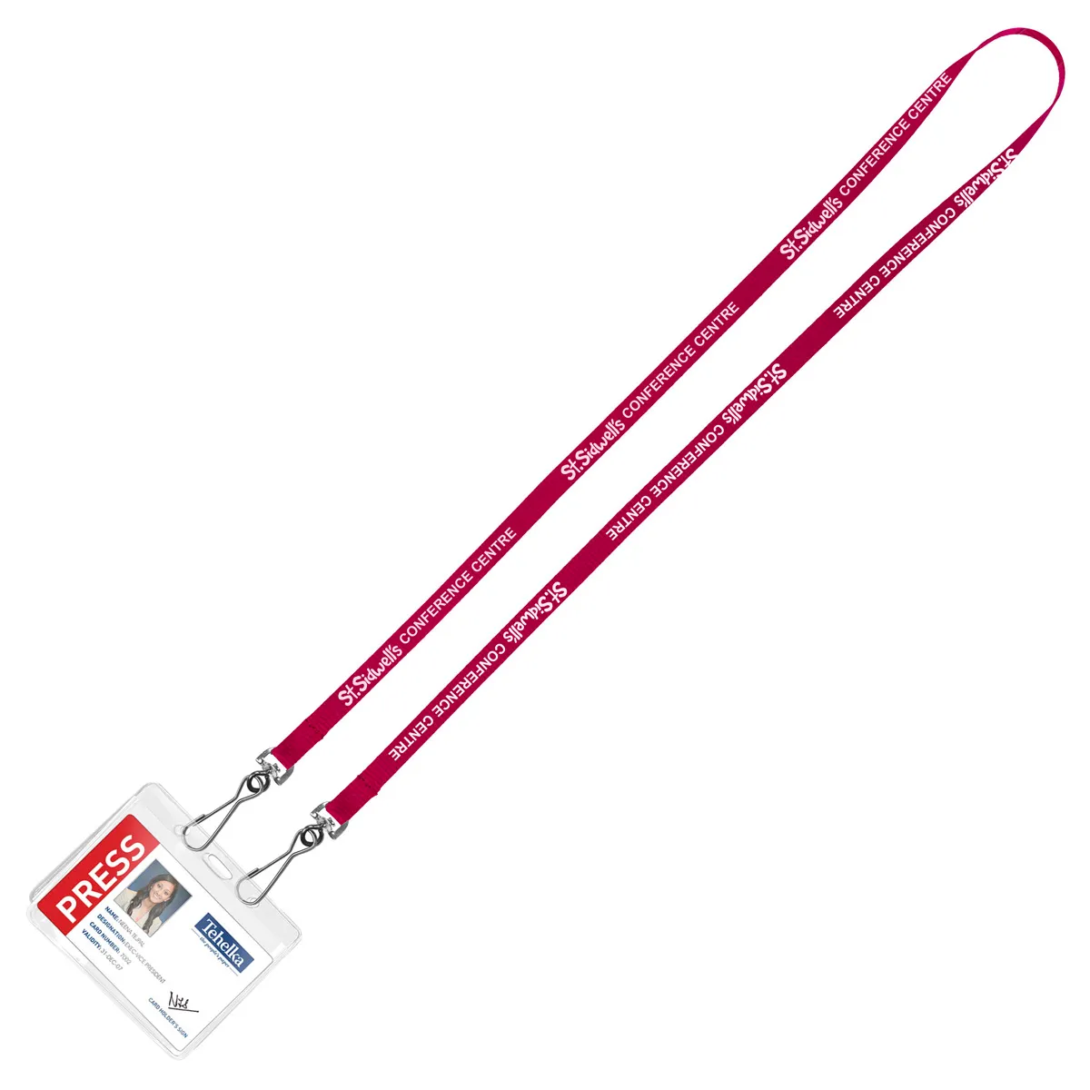 Custom Lanyards Dual Attachment Polyester Narrow - 18 x 0.38 in - product view 3