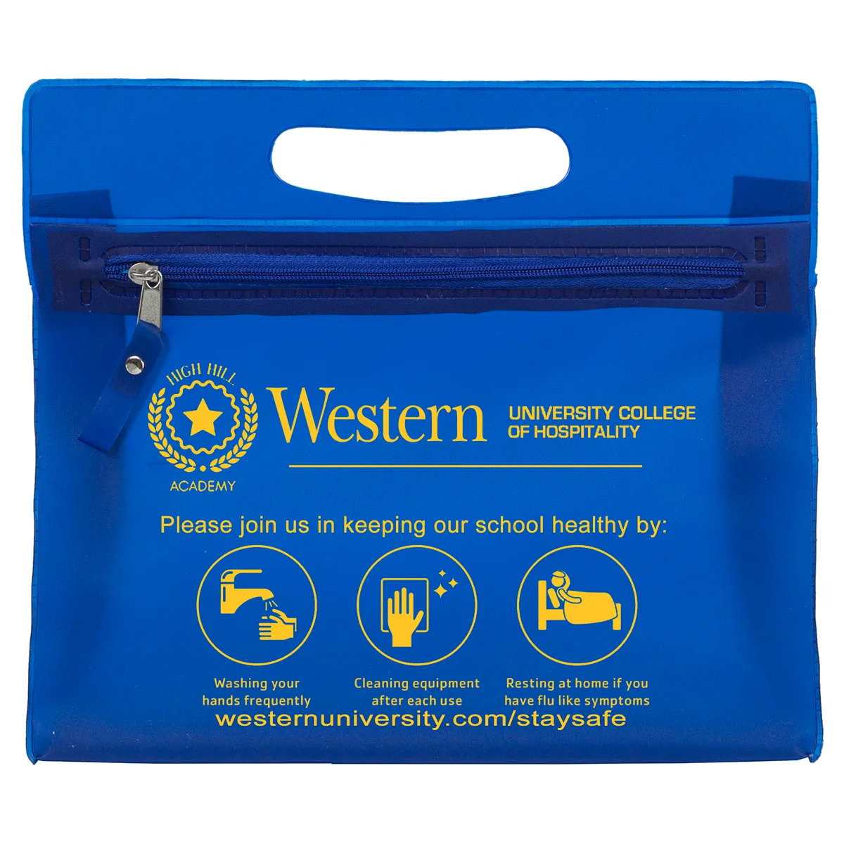 Travel Pouch Vinyl Zipper Clear Gusset Handle - 9.5 x 8.25 in - product view 3