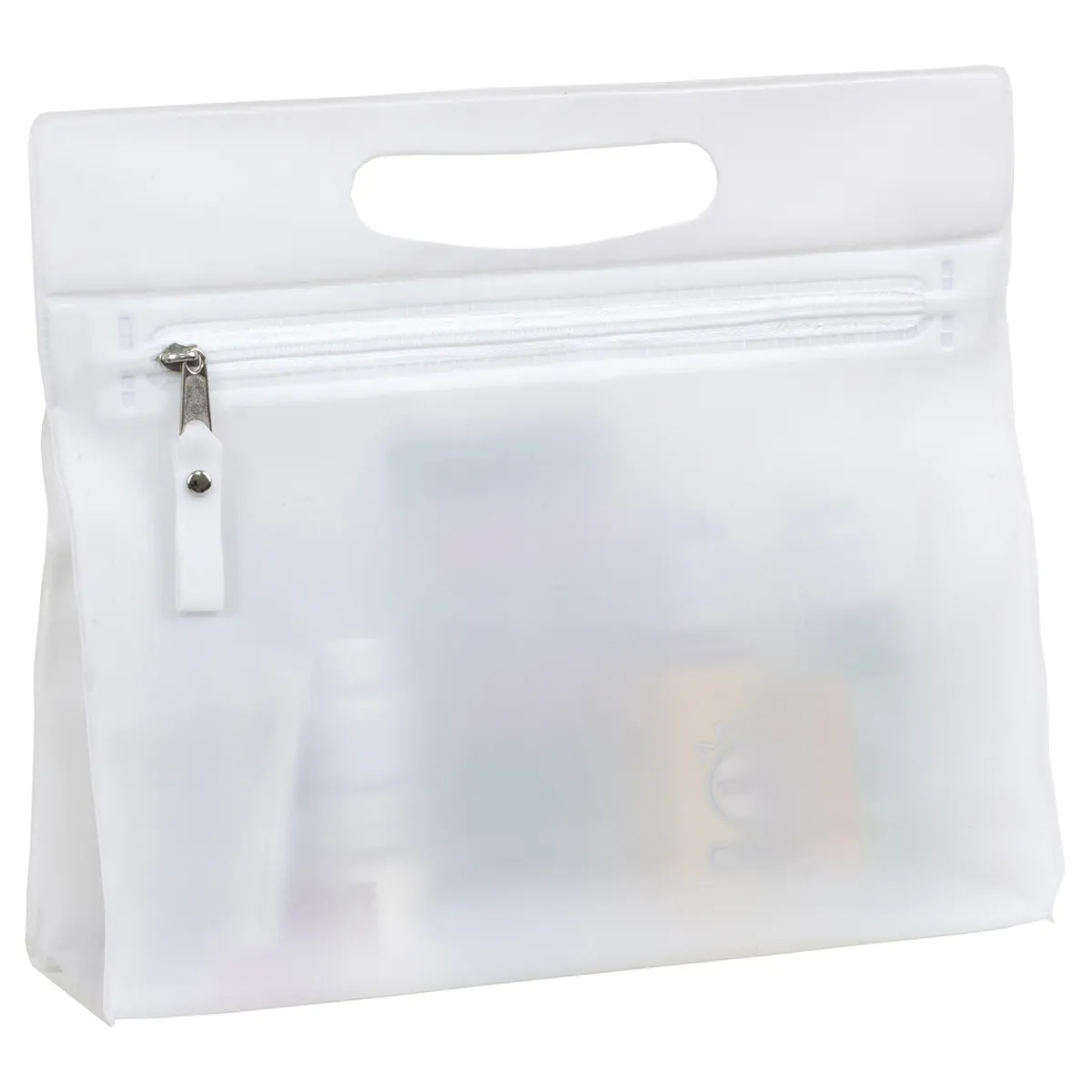 Travel Pouch Vinyl Zipper Clear Gusset Handle - 9.5 x 8.25 in - product view 15