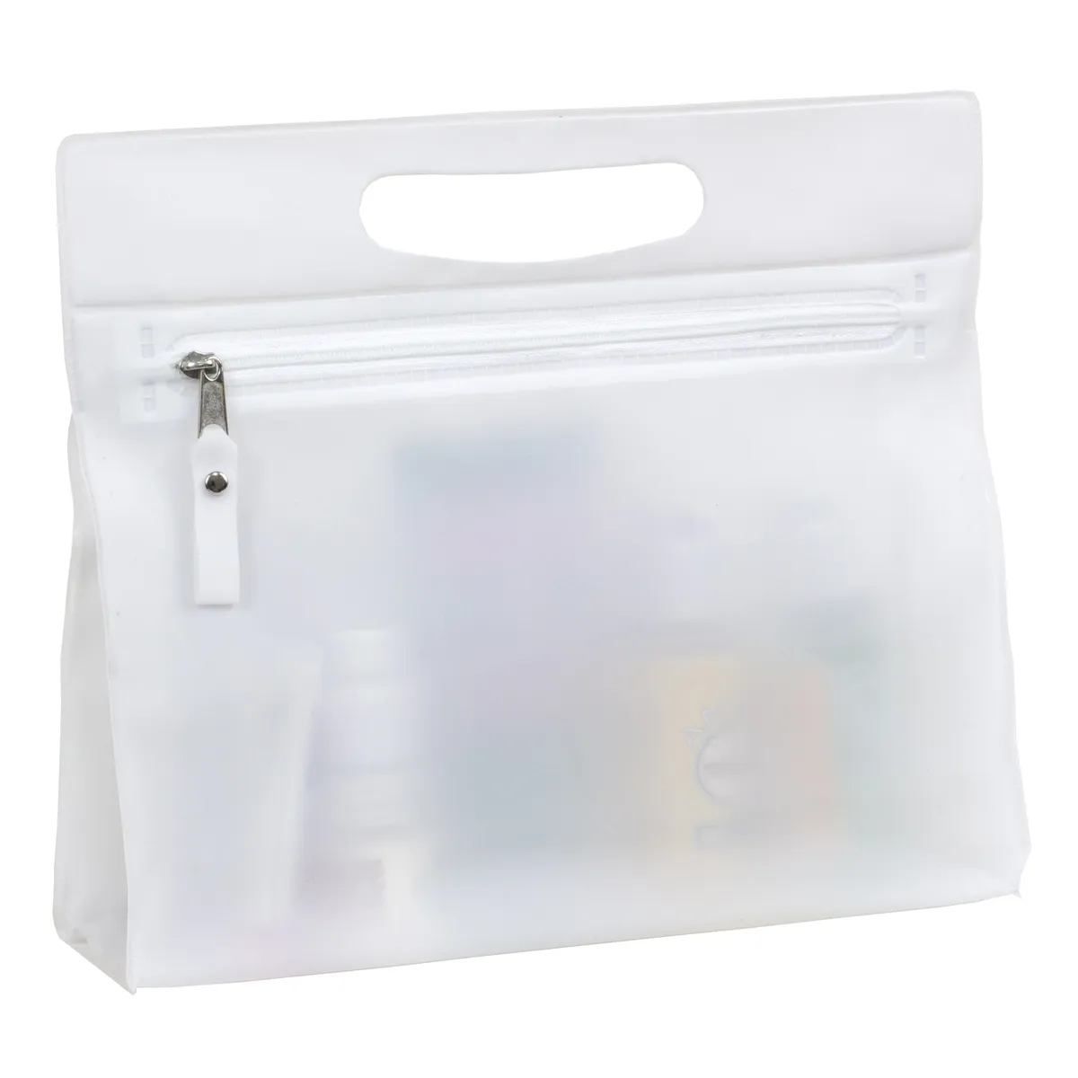 Travel Pouch Vinyl Zipper Clear Gusset Handle - 9.5 x 8.25 in - product view 17