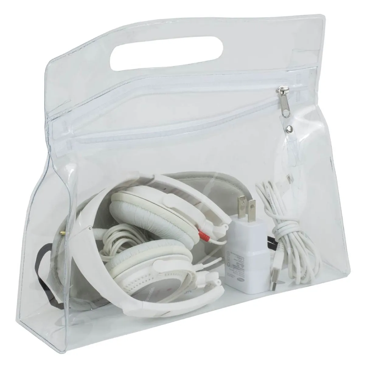 Travel Pouch Vinyl Zipper Clear Gusset Handle - 9.5 x 8.25 in - product view 20