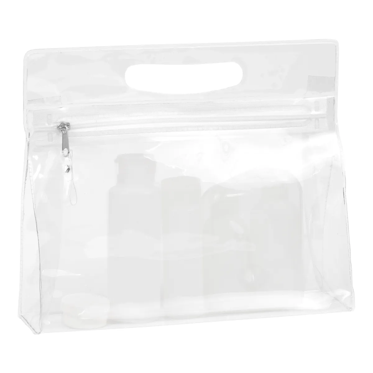 Travel Pouch Vinyl Zipper Clear Gusset Handle - 9.5 x 8.25 in - product view 27