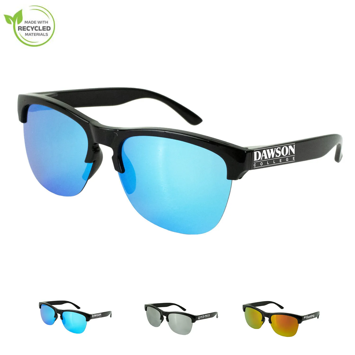 Sunglasses Recycled Half-Frame Reflective UV400 Protection
