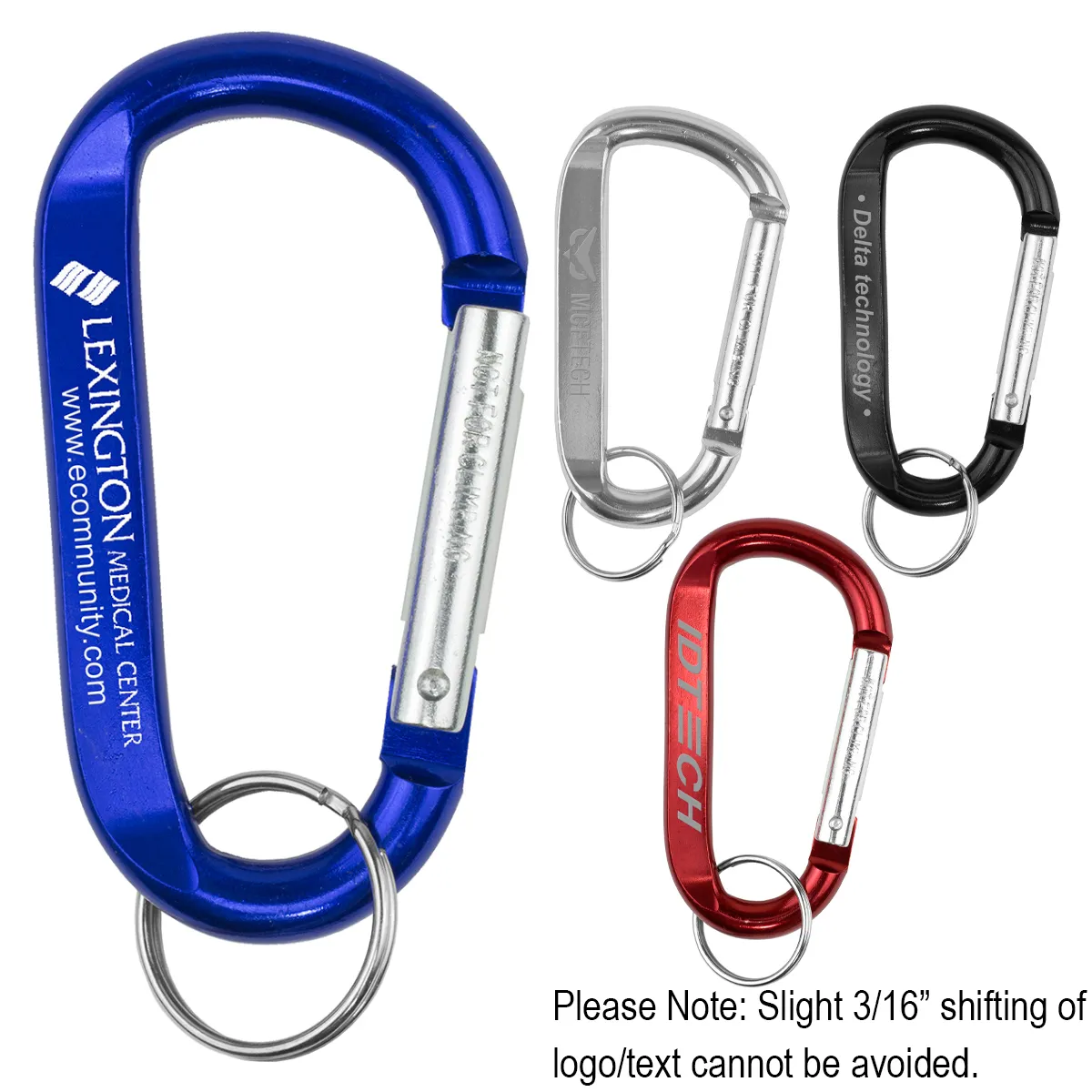 Large Aluminum Carabiner Keychain Split Ring - 3.1 x 1.7 in